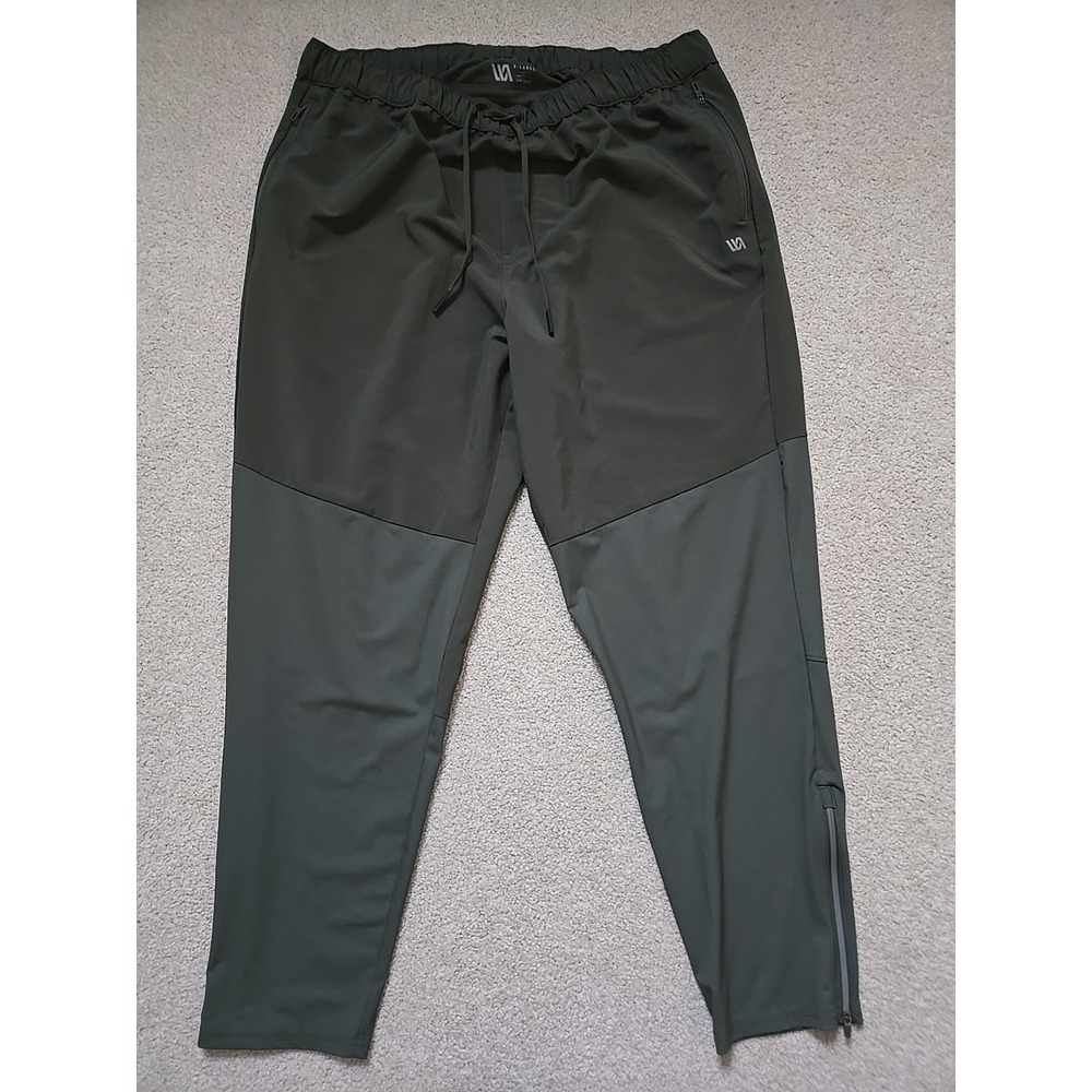 VRST Men's Tech‎ Joggers X-Large Olive Green Tapered Zip-Ankle Drawstring